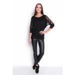 Damen Longshirt mit Tüll Ärmel Tunika Top Bluse,