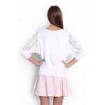 Damen Longshirt mit Tüll Ärmel Tunika Top Bluse,