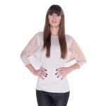 Damen Longshirt mit Tüll Ärmel Tunika Top Bluse,