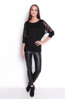 Damen Longshirt mit Tüll Ärmel Tunika Top Bluse,