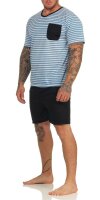 Herren Pyjama Short & T-Shirt Schlafanzug Nachthemd; Hellblau 3XL