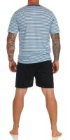 Herren Pyjama Short & T-Shirt Schlafanzug Nachthemd; Hellblau 3XL