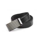 Herren Leder Gürtel Schwarz mit Automatic Schliesse 3,5 cm Breiter-Gürtel ;