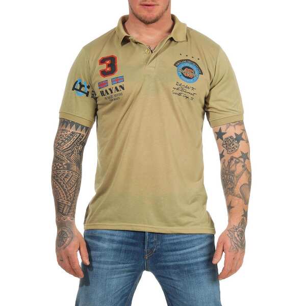 Herren Polo Shirt mit Druck; Oliv M