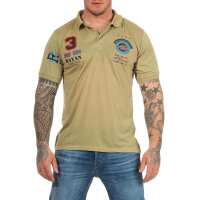 Herren Polo Shirt mit Druck; Oliv M
