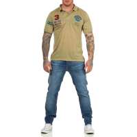 Herren Polo Shirt mit Druck; Oliv M