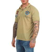 Herren Polo Shirt mit Druck; Oliv M