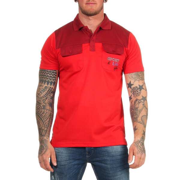 Herren Polo-Shirt mit 2 Brusttaschen; Rot M/50