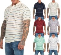 Herren Polo-Shirt mit Streifenmuster und Knopfleiste aus...