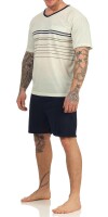 Herren Sommer Pyjama Short & T-Shirt Schlafanzug; Gelbgrün M