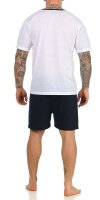 Herren Sommer Pyjama Short & T-Shirt Schlafanzug; Weiß M