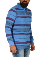 Herren Polo Shirt Langarm Longsleeve mit Brusttaschen; Hellblau L