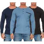 Herren Basic Langarm Shirt Baumwolle; S M L XL XXL 3XL