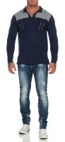 Herren Polo Shirt Langarm Longsleeve mit Brusttaschen;