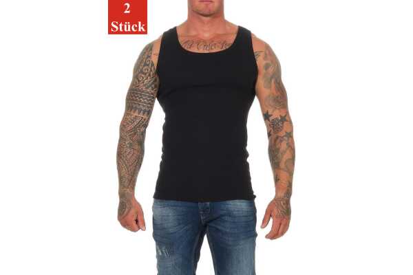 2 Stück Herren Unterhemd Männer Unterwäsche Baumwolle;  Schwarz/3XL