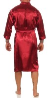 Herren Morgenmantel Robe Bathrobe Bademantel Satin, Rot XL