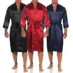 Herren Morgenmantel Robe Bathrobe Bademantel Satin, M L XL 2XL