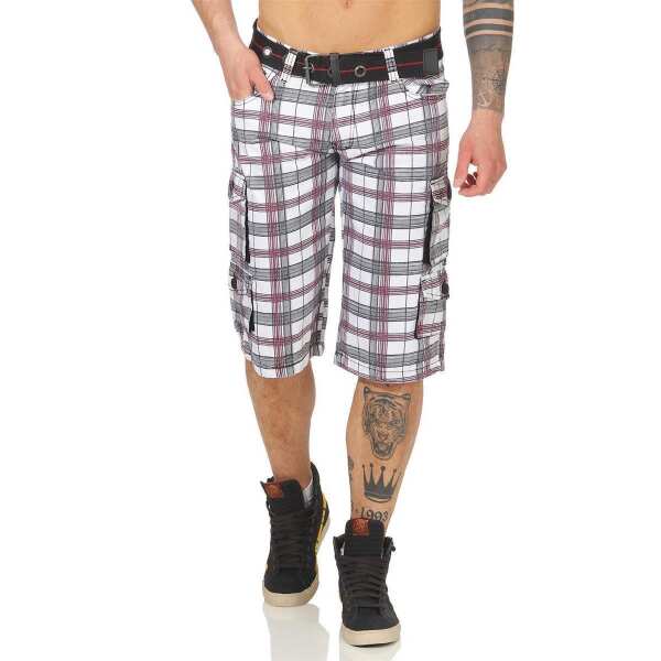 Herren Jungen Kurze Hosen Bermuda Shorts Karo mit Gürtel; Model 3-29