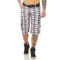 Herren Jungen Kurze Hosen Bermuda Shorts Karo mit Gürtel; Model 3-29