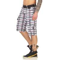 Herren Jungen Kurze Hosen Bermuda Shorts Karo mit Gürtel; Model 3-29