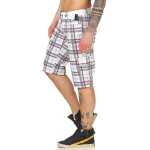 Herren Jungen Kurze Hosen Bermuda Shorts Karo mit Gürtel;