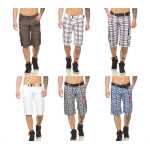 Herren Jungen Kurze Hosen Bermuda Shorts Karo mit Gürtel;