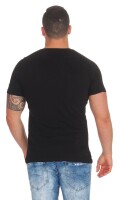 Herren T-Shirt Basic Aufdruck; Schwarz XXL