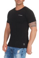 Herren T-Shirt Basic Aufdruck; Schwarz XXL