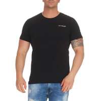 Herren T-Shirt Basic Aufdruck; Schwarz L