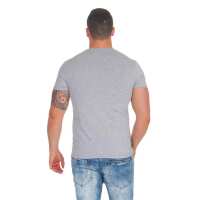 Herren T-Shirt Totenkopf Skull Vintage Aufdruck Biker Tatoo;  Grau S