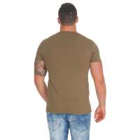 Herren T-Shirt Totenkopf Skull Vintage Aufdruck Biker Tatoo;  Olive S