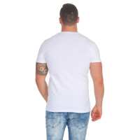 Herren T-Shirt Totenkopf Skull Vintage Aufdruck Biker Tatoo;  Weiß S