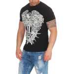 Herren T-Shirt Totenkopf Skull Vintage Aufdruck Biker Tatoo;  Schwarz M