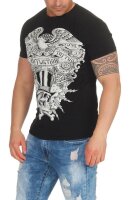 Herren T-Shirt Totenkopf Skull Vintage Aufdruck Biker Tatoo;  Schwarz S