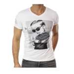 HerrenT-Shirt Kingz Muster Slim Fit Sommer Baumwolle...