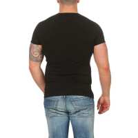 HerrenT-Shirt Kingz Muster Slim Fit Sommer Baumwolle Tatoo Dollar; Schwarz L