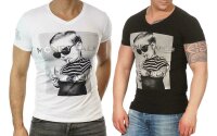 HerrenT-Shirt Kingz Muster Slim Fit Sommer Baumwolle Tatoo Dollar;