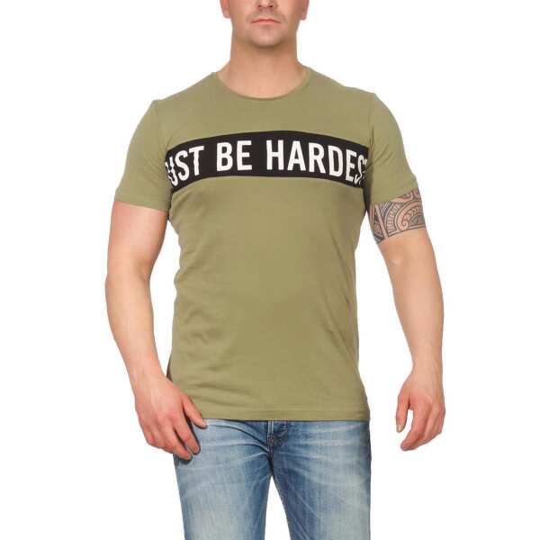 Herren T-Shirt mit Druck Slim Fit; Olive XXL
