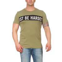 Herren T-Shirt mit Druck Slim Fit; Olive XXL