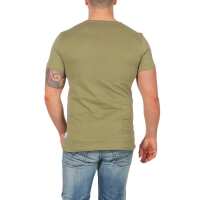 Herren T-Shirt mit Druck Slim Fit; Olive XXL
