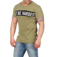 Herren T-Shirt mit Druck Slim Fit; Olive XXL