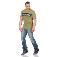 Herren T-Shirt mit Druck Slim Fit; Olive XXL