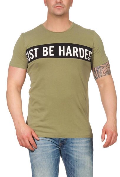 Herren T-Shirt mit Druck Slim Fit; Olive M