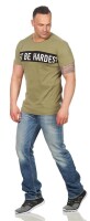 Herren T-Shirt mit Druck Slim Fit; Olive M