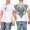 HerrenT-Shirt Kingz Muster Slim Fit Sommer Baumwolle Stickerei Tatoo;  Weiß-Silber XL