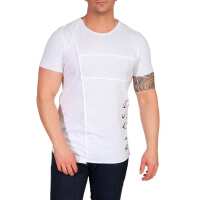 Herren T-Shirt Muster, Druck verschiedene modelle Slim Fit Sommer Baumwolle 5382 Weiß L