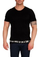 Herren T-Shirt Muster, Druck verschiedene modelle Slim Fit Sommer Baumwolle 5246 Schwarz XXL