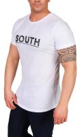 Herren T-Shirt mit Druck Slim Fit in schwarz / weiß, Baumwolle Weiß/L