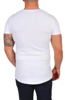 Herren T-Shirt mit Druck Slim Fit in schwarz / weiß, Baumwolle Weiß/L