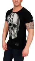 Herren T-Shirt Metall Totenkopf Skelett Slim Fit;